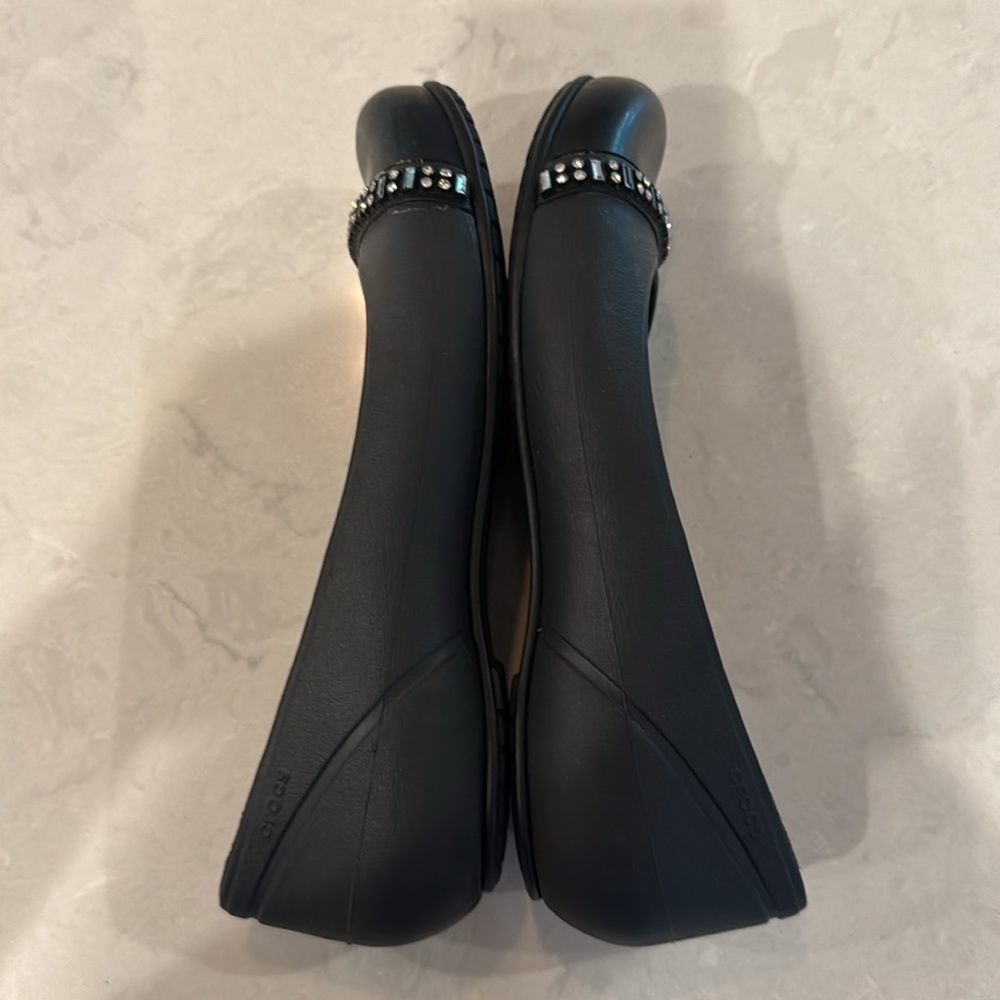 CROCS Women’s Rhinestone Flats Cap Toe Black Size 8 - Picture 7 of 7
